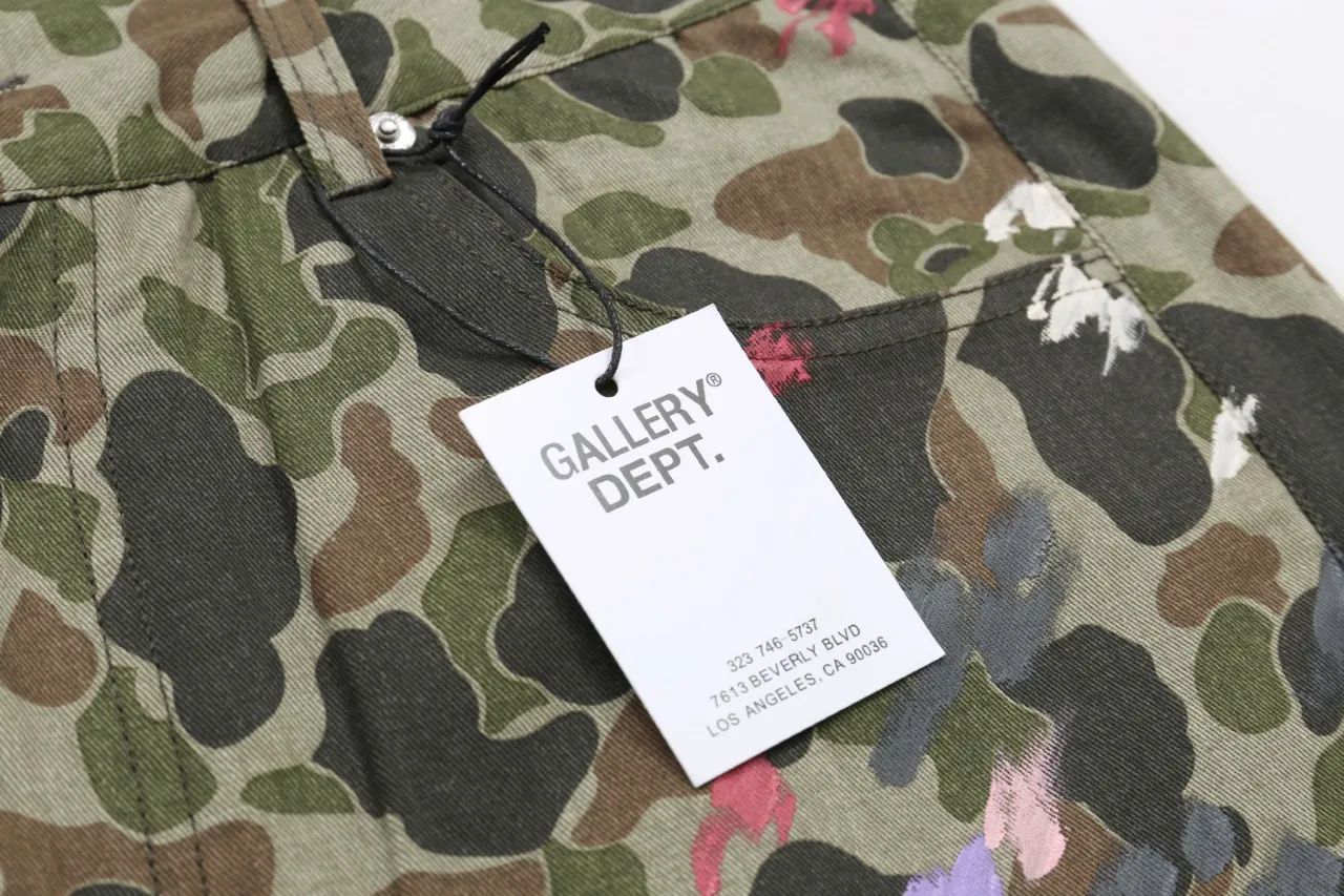 661#Gallery Dept New Hand-painted Ink Washed Overalls Camouflage Shorts Beauty Trendy Shorts Casual Five-Fifth Pants Camouflage Color S~XL P200